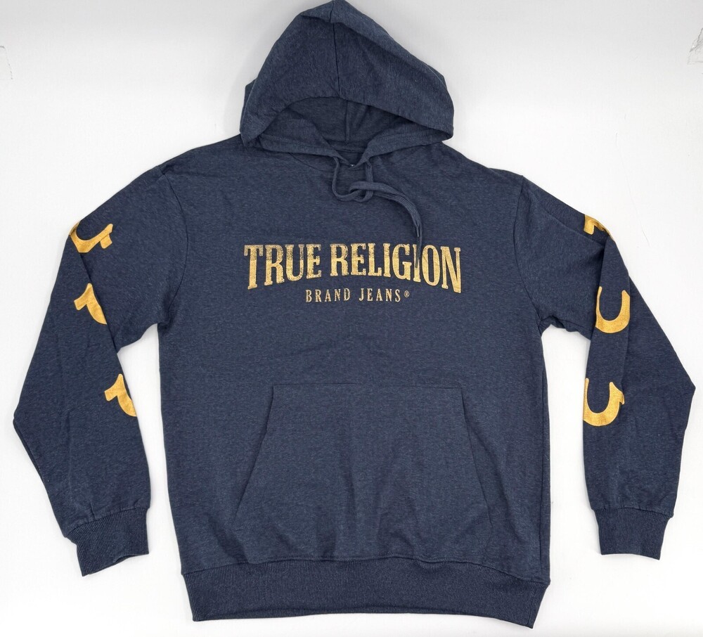 True Religion Hoodie Sweater Mens Large Pullover Hooded Sweatshirt Graphic